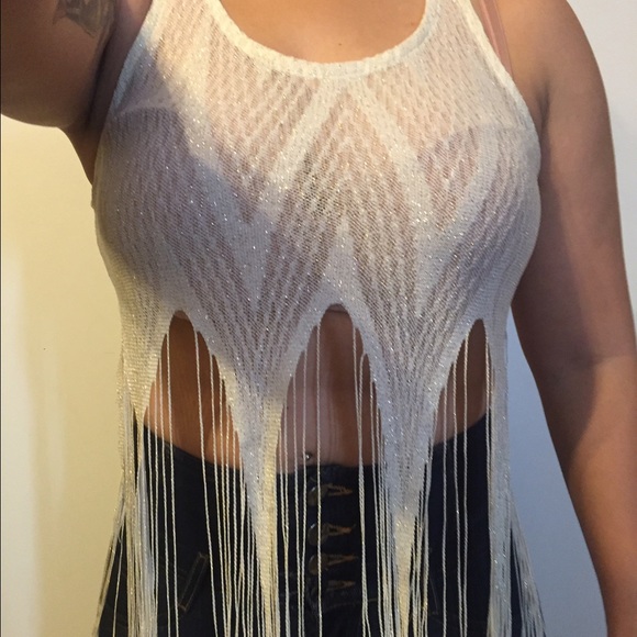 Cream sexy belly shirt - Picture 3 of 3