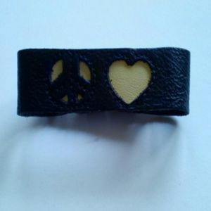 Leather Peace & Love bracelet