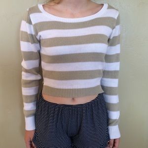 Tan and white sweater