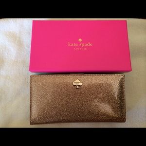 Kate Spade Stacy glitter bug wallet Rosegold