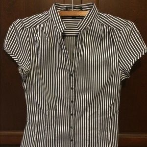 XS Express Black/White Striped Button-Up