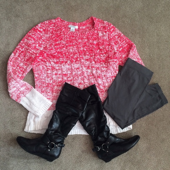 Ombré Liz Claiborne pink and white sweater