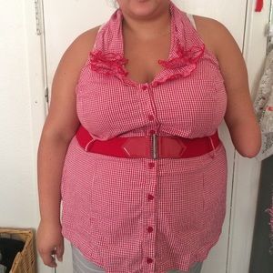 Fun red halter top with belt