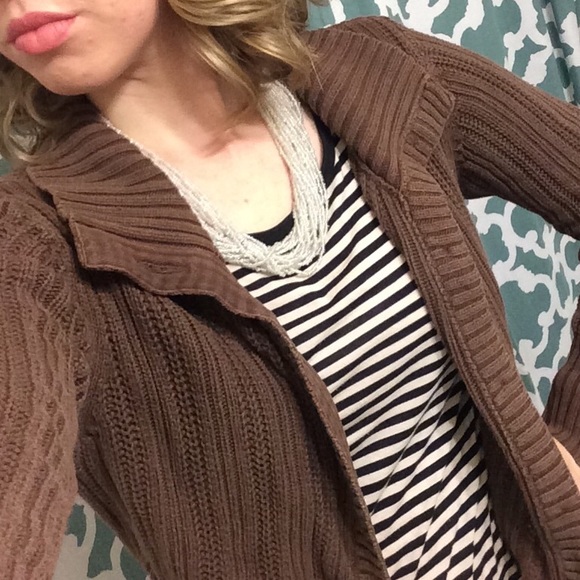 TRADE - Brown knit button-down sweater