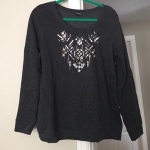 Express Crewneck Sweatshirt with Beading Detail