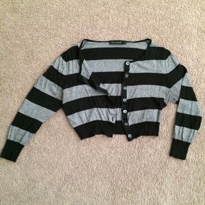 The Limited black & gray striped cropped cardigan