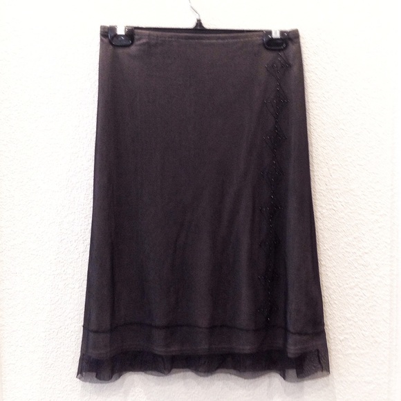 Vintage Black Max Studio Skirt with Rhinestones - Picture 3 of 7