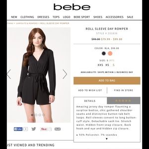 Long sleeve black romper by bebe