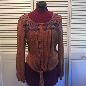 Long sleeve tribal print top