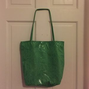 Green snake skin tote