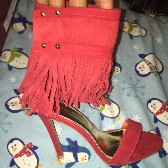Red Fringe Heels