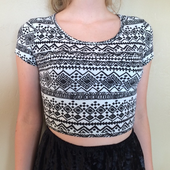 Aztec pattern mint green crop top