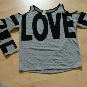 Love tshirt w/open shoulder