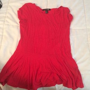 Forever 21 Solid Red Peplum Top
