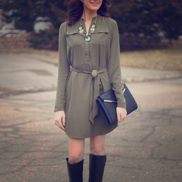 Olive Green Shirt Dress