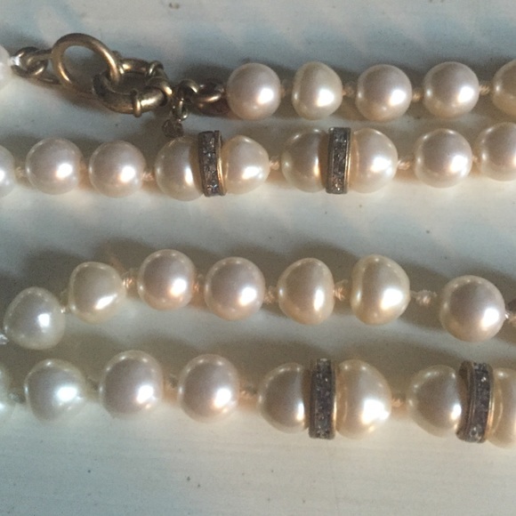 Jcrew brand new pearl necklace with pave gems
