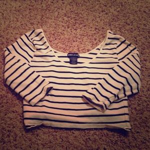 Black and white striped crop top