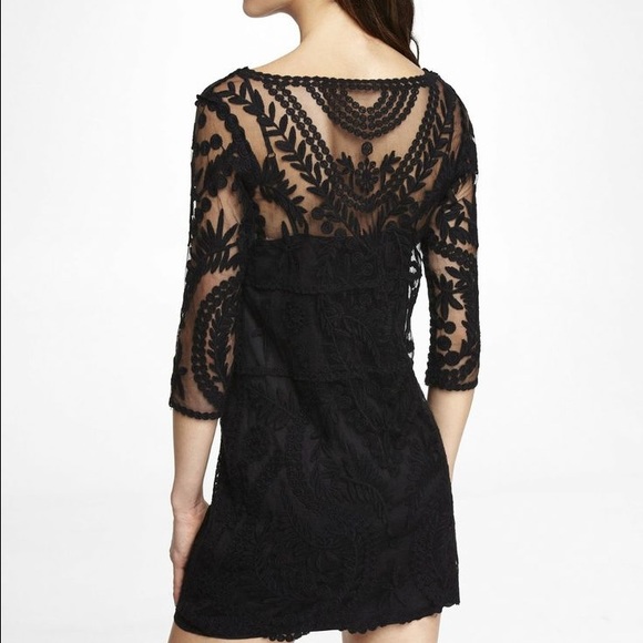Express XS Embroidered Lace Shift Dress