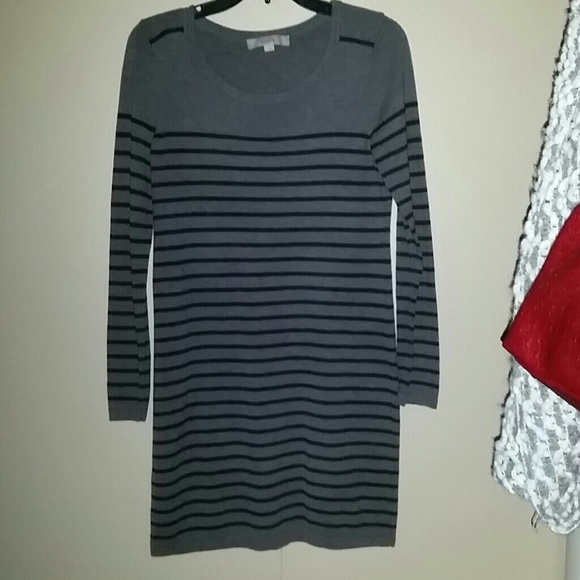 Loft gray and black striped sweater dress