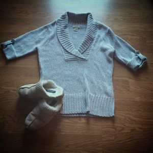 Salt and pepper grayish short sleeved sweater lg