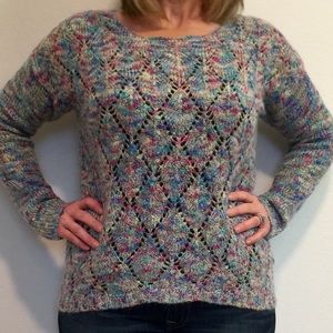 Gray sweater with multiple added colors