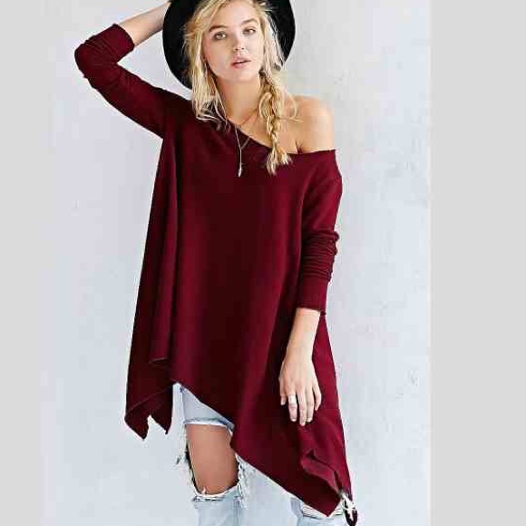 Project Social T Off The Shoulder Tunic in Maroon