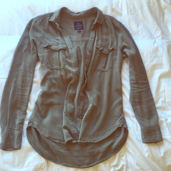 Army Green Button Down American Eagle top