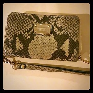Michael Kors snakeskin wristlet