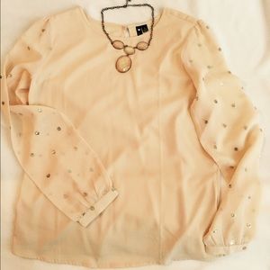 Delicate, Semi-sheer Blouse with Gold Accents