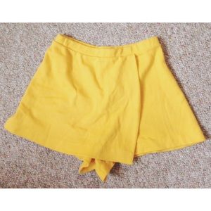 Mustard Yellow Stretchy High Waist Short Skorts
