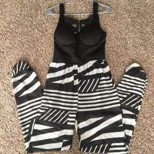Black and white striped jumpsuit