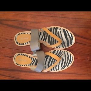 Nine West zebra fabric flat sandal.