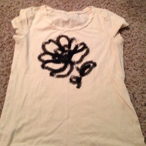 Cream shirt with black flower