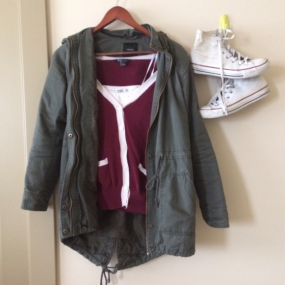 Forever 21 . Maroon/White Striped Cardigan