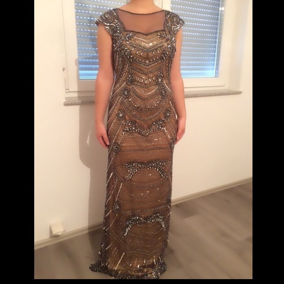 Brown/gray beaded dress