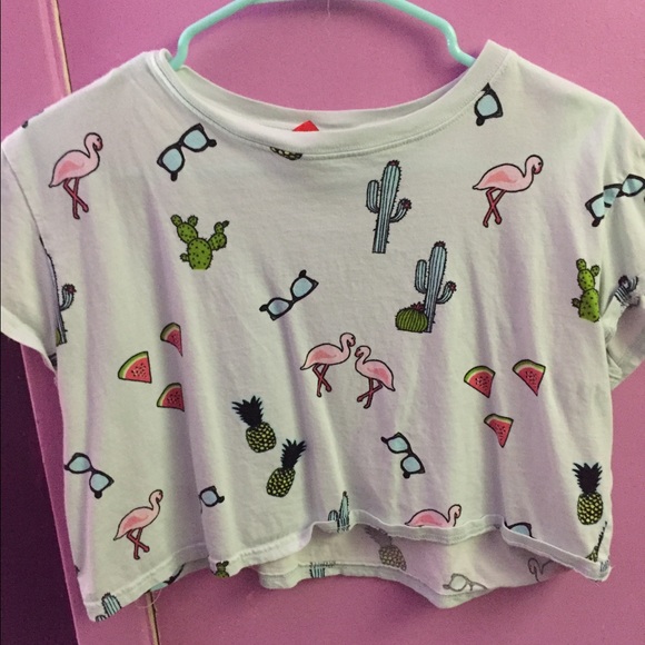 Light Blue Misc Print Crop Top