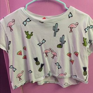 Light Blue Misc Print Crop Top