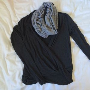 Lululemon wrap/ criss cross grey shirt