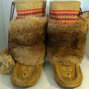 REAL Fur Boots WELL USED Sz (I0)
