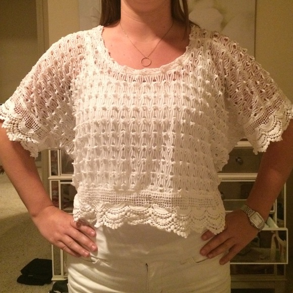 Crochet white crop top
