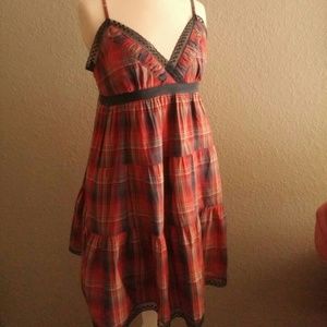 Red plaid dress with blue accents