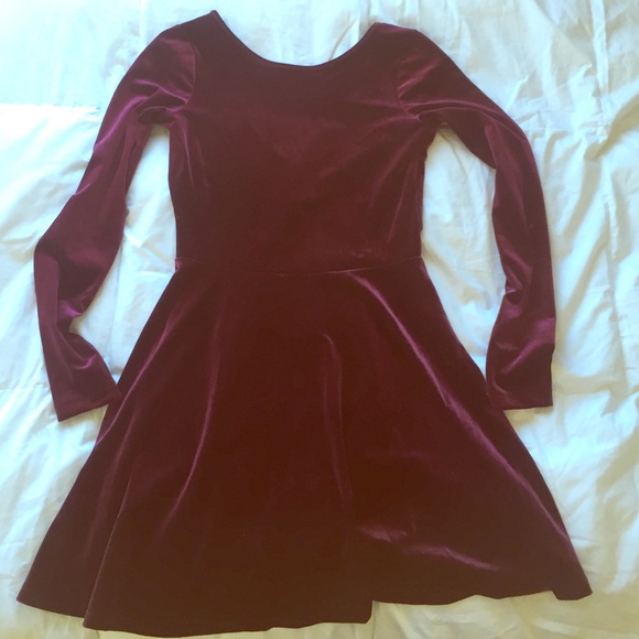 Maroon Aeropostale Velvet Skater Dress