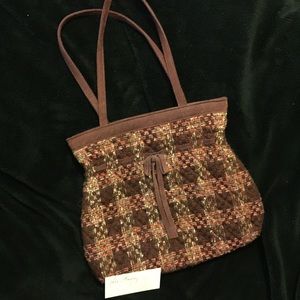 Vera Bradley plaid purse with suede handles - NEW