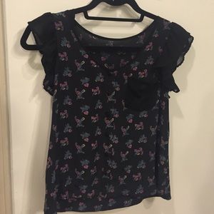 Black floral blouse
