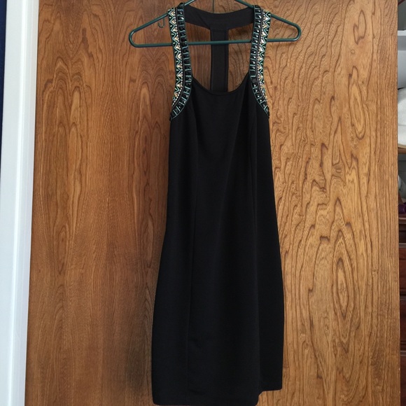 Black dress with beading in straps