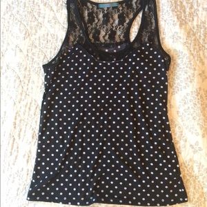Black and white polka dot tank