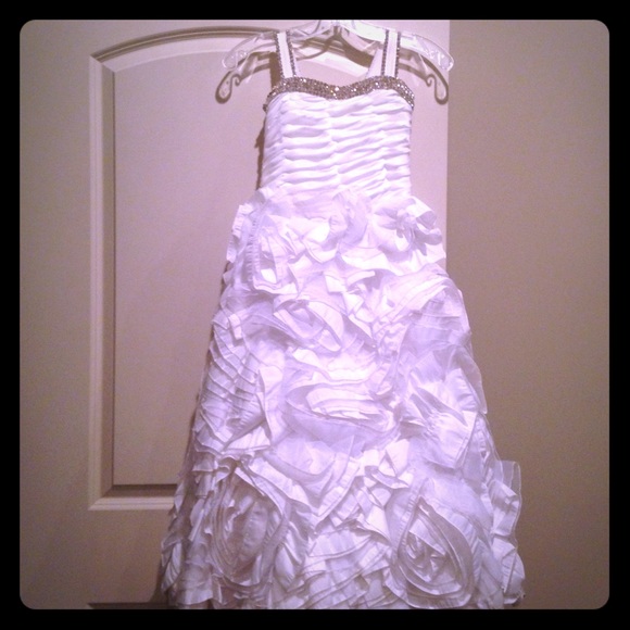 Youth Jeweled White pageant/flower girl dress