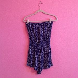 Blue Strapless Romper