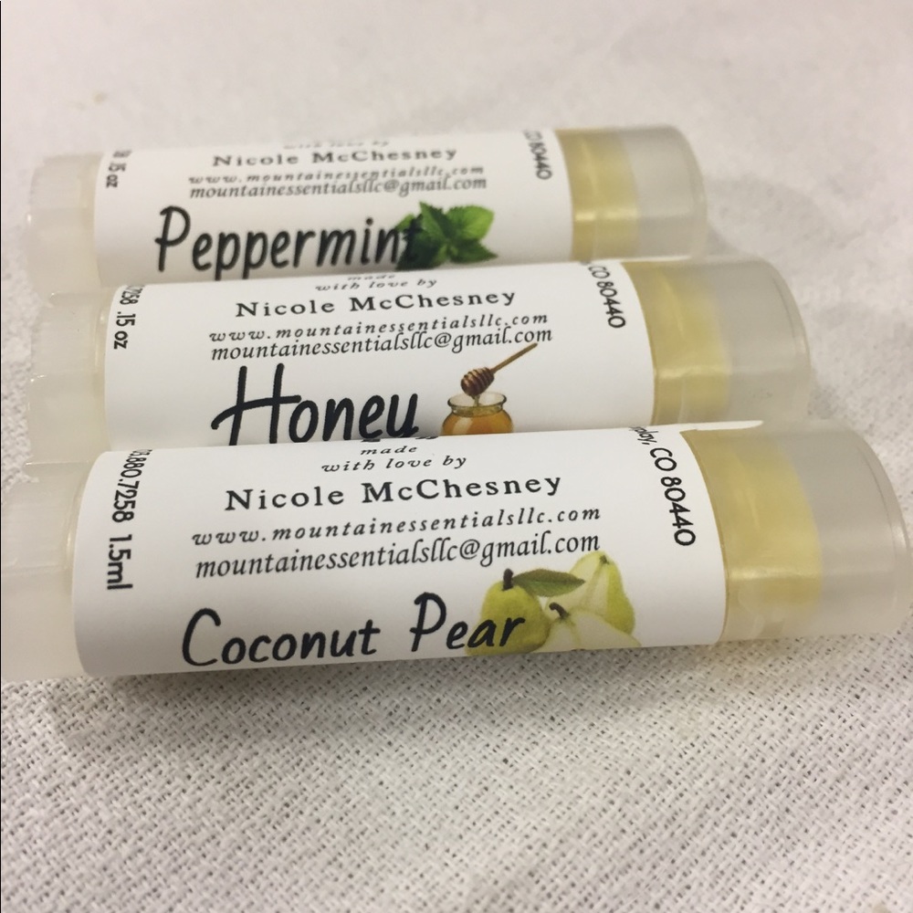 5 All natural, hand crafted lip balms