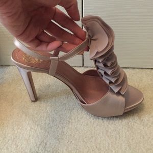 Vince Camuto Shoes - Blush Satin Ruffle Heels Vince Camuto Shoes - Blush Satin Ruffle Heels